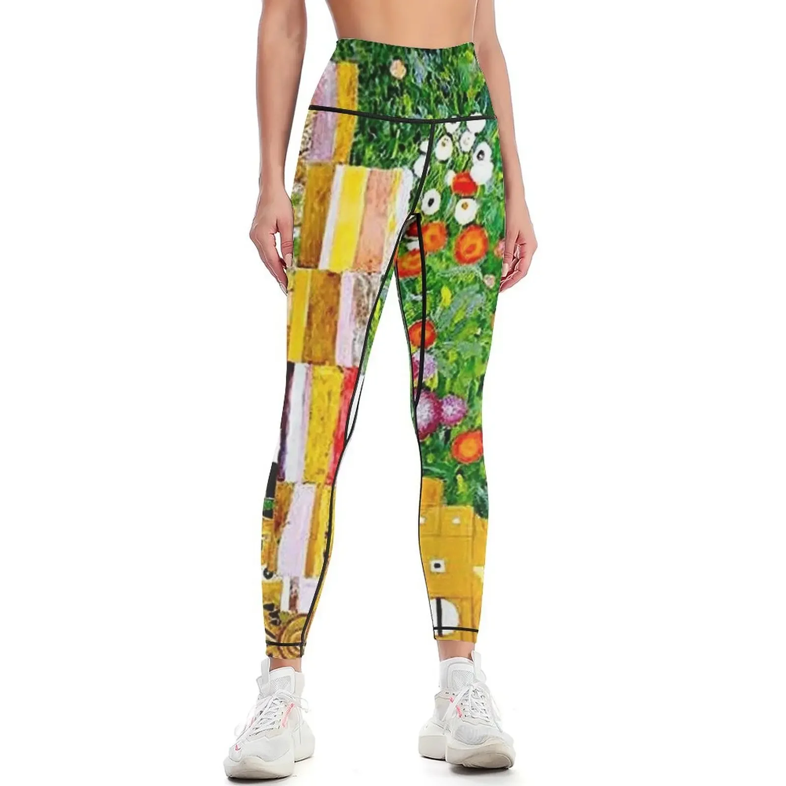 

Gustav Klimt ; Vintage 1917 Adele Bloch-Bauer in Garden Print Leggings Women's push up Jogger pants trousers Womens Leggings