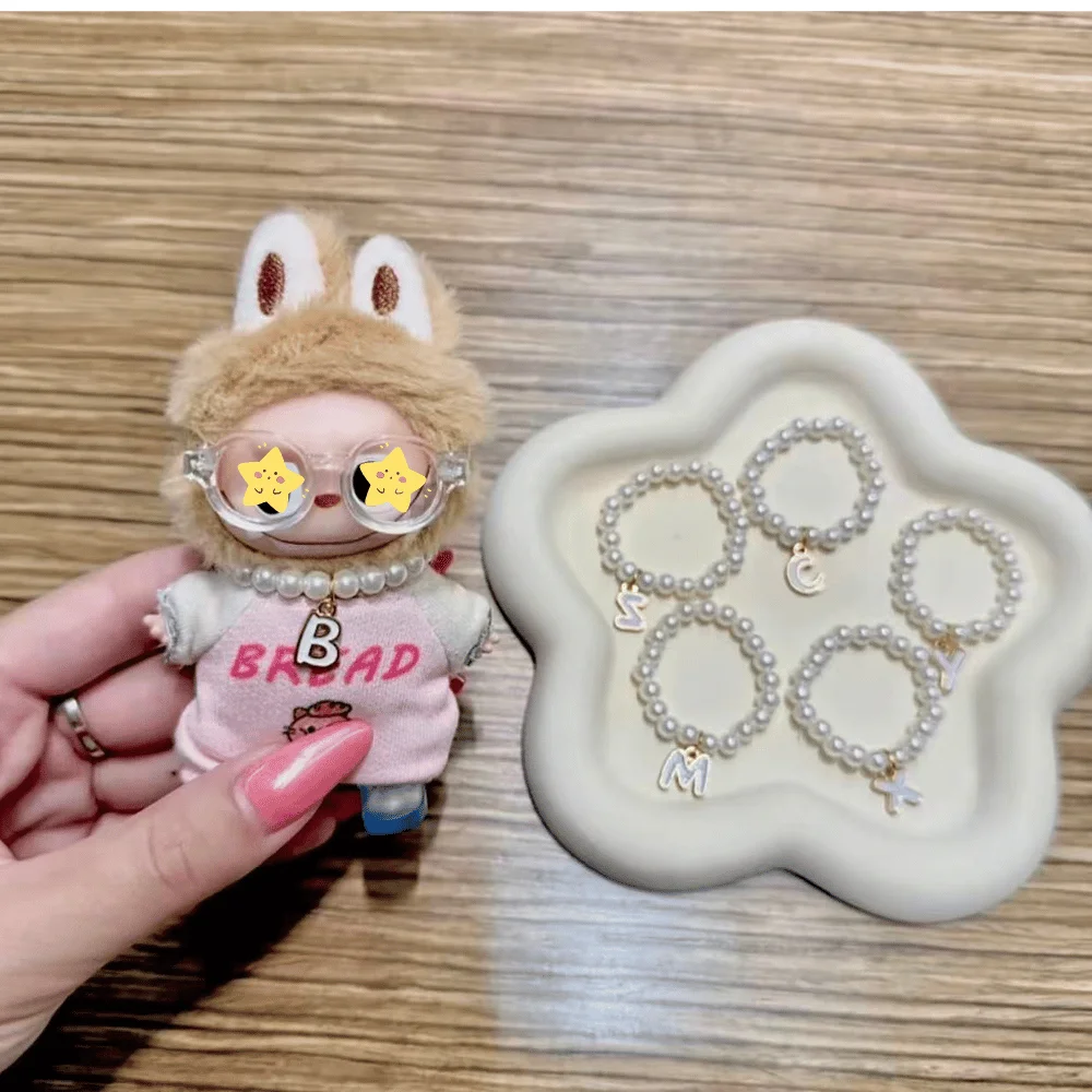 for mini labubu 4.0 clothes Accessories Original pearl letter necklac cute gift Doll DIY Accessories