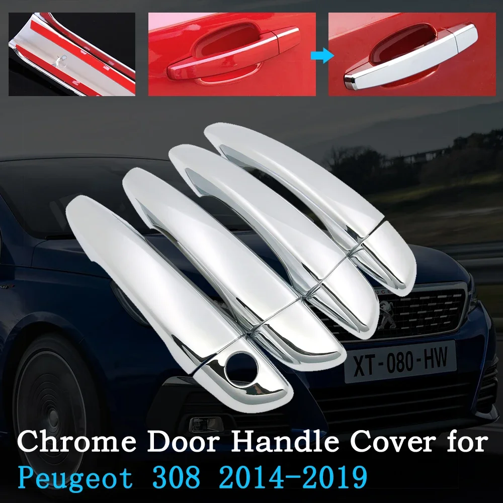 

Chrome Car Door Handle Cover for Peugeot 308 T9 SW GT 2014~2019 Car Covering Trim Set Exterior Accessories 2015 2016 2017 2018