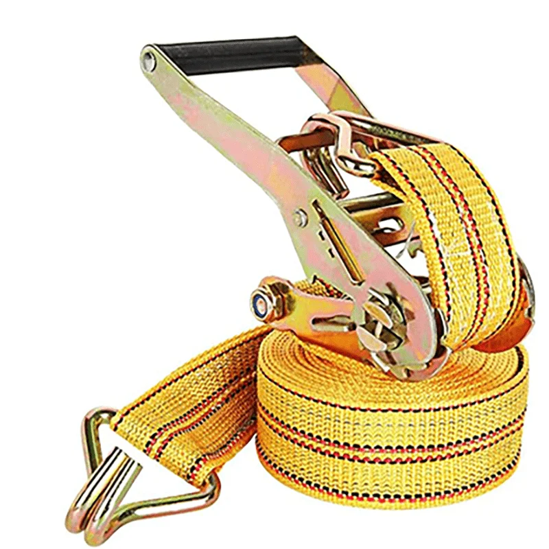5.08cmx 6M Ratchet Tie-Down Straps Equipped With Double J Hooks For Securing Cargo On Trucks And Trailers During Transport New