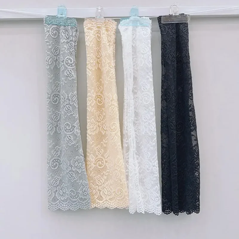 1 Pair Cycling Sun Protection Sleeves Lace Flower Embroidery Solid Color Thin Breathable Mesh Outdoor Driving Ani-UV Arm Covers