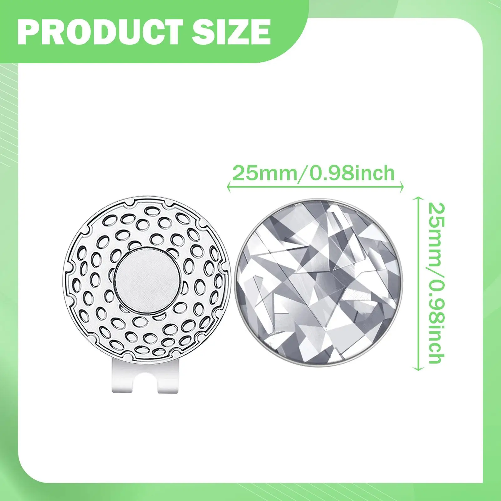 مشبك قبعة الجولف، إكسسوارات الجولف المدمجة المزخرفة، قبعة معدنية أنيقة احترافية