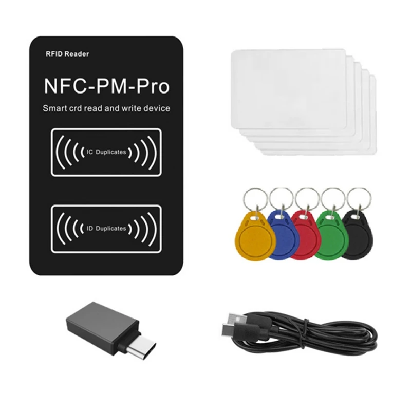 RFID Smart Chip Reader PM PRO Decoder+5XUID Keychain+5XCUID Card NFC Key Copier 13.56Mhz 125Khz Badge Write Token Clone