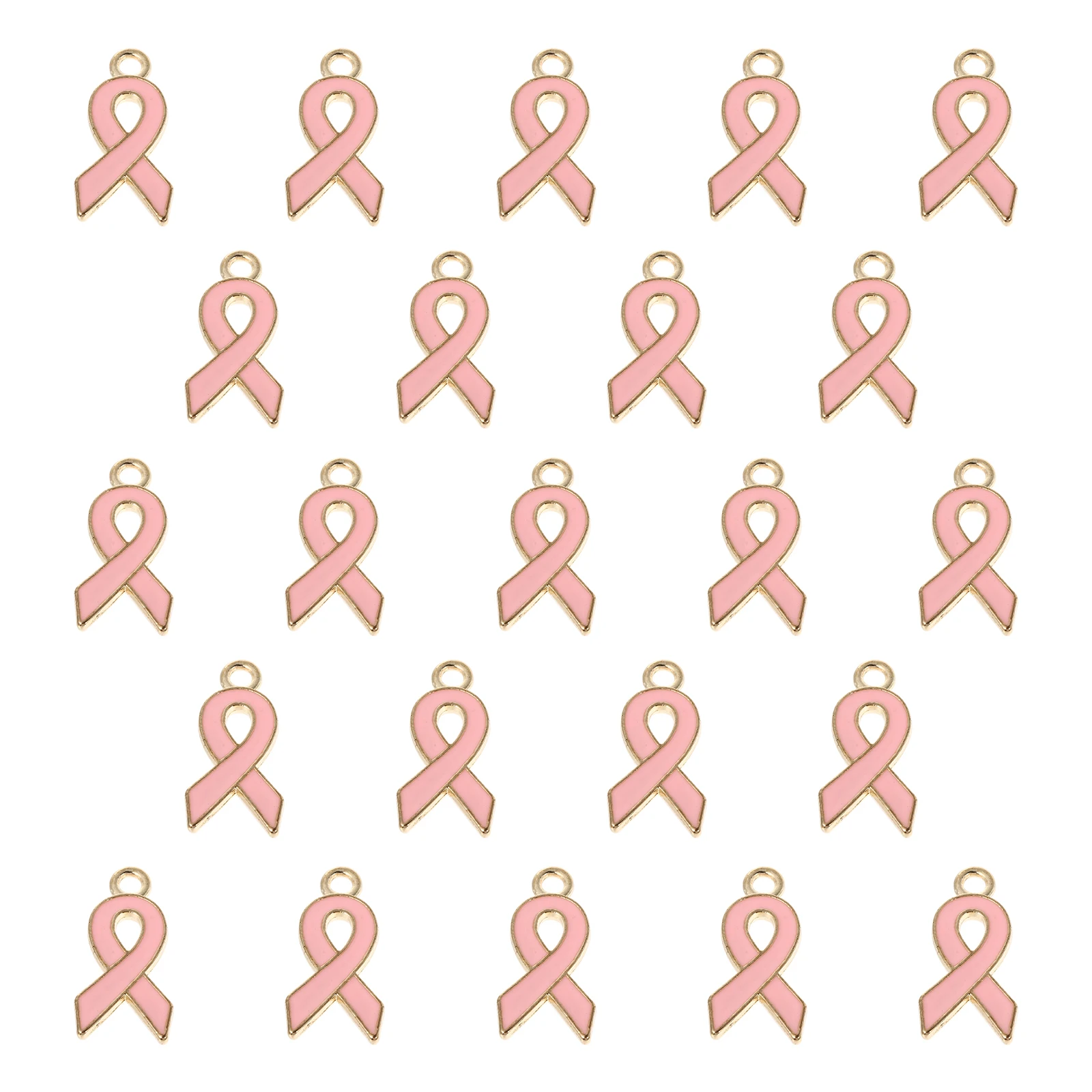 

120 Pcs Pink Ribbon Charms Breast Cancer Awareness Jewelry Accessories Hope Alloy Pendants Diy Bracelet Beads Women Craft