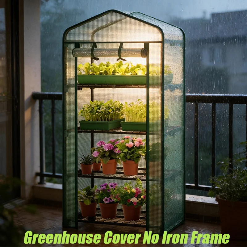 Waterproof PE Plant Greenhouse Cover Multi-tier Portable Warm Growth Room Indoor Garden Balcony Green House Cover No Iron Frame