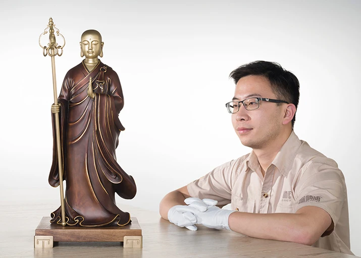 54 СМ БОЛЬШОЙ -- Домашняя ЖИВАЯ КОМНАТА ВЕРХНИЙ КРУТОЙ Декор-Буддизм РЕТРО Кsitigarbha CHAN DAO ART Ручная гравировка бронзовая статуя скульптура