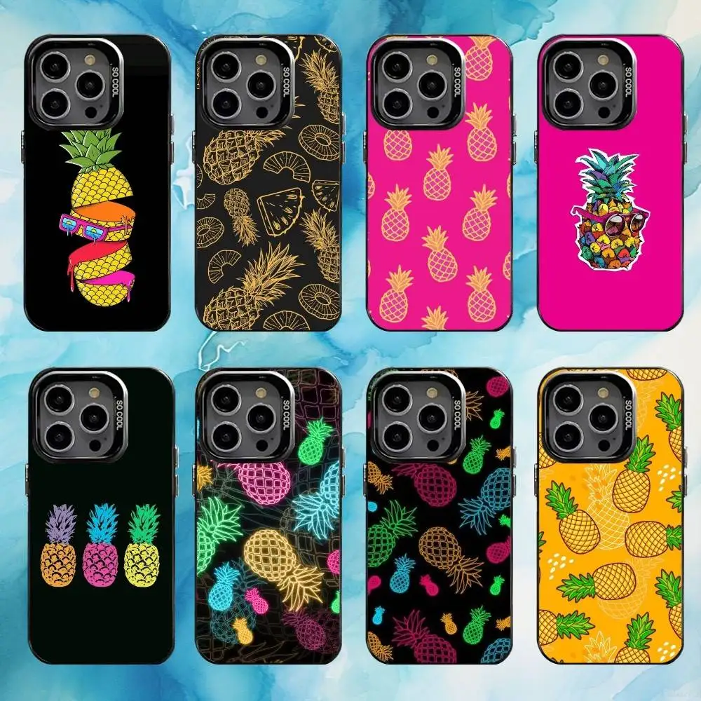 

Chromatic Pineapples Phone Case For iPhone17,16,15,14,13,12,11 Plus,Pro Max Black Candy silver phone case