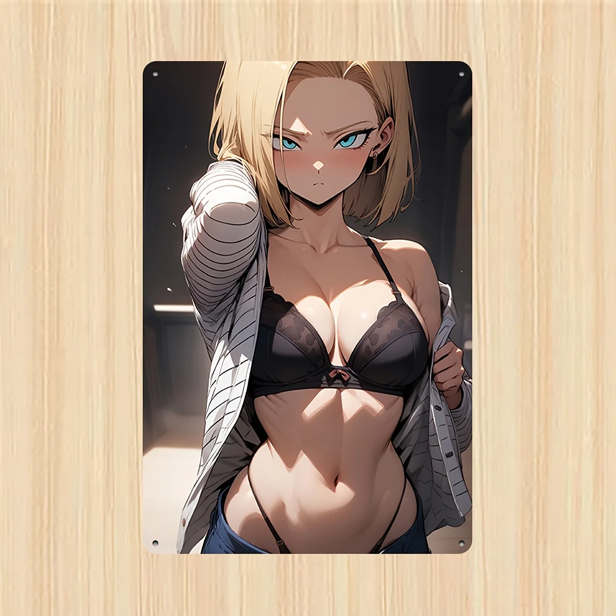 [  Anime Metal Sign] Retro Anime Android 18 Hot Girl Poster Metal Sign Plaque |   Wall Decor for Home, Street, Restaurants, Shop