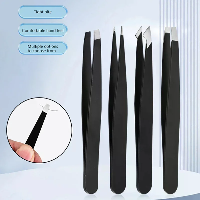 1Pcs Precision Stainless Steel Tweezers For Eyebrow Hair Facial Hair Removal Splinter Blackhead Slant TipAngle Tip Pointed Tip