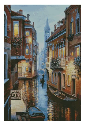 

Night Scene riverside Sewing kit 18CT 16CT 14CT Unprinted Cross Stitch Kits Embroidery Art DIY Handmade Needlework Home Decor