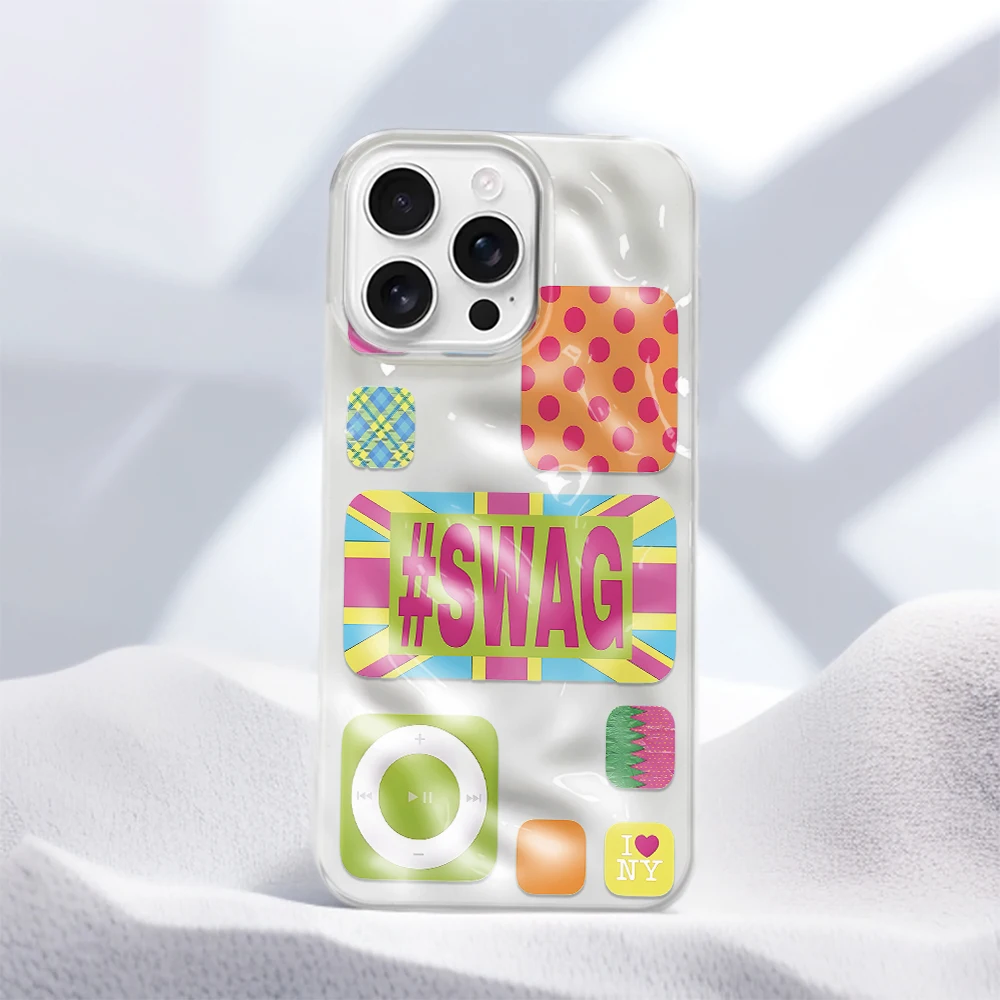 Phone Case Button Cover Soft Flexible Slim Sticker Colorful Pattern Sweet for iPhone Max 14 Top 16 12 Pro 15 13 17 Air Plus