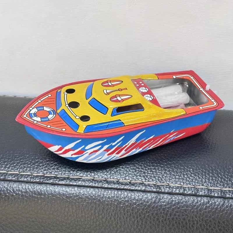 

Mechanical Toy Retro Wind Up Toy Metal Tin Figures Model Kids Gift The Steam Boat Ship Clockwork Toy