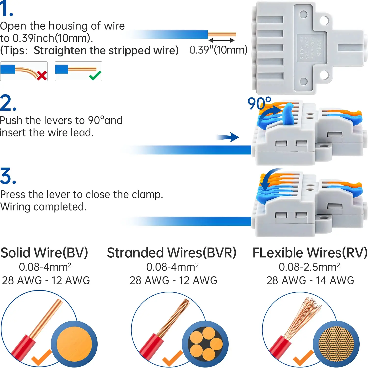 10 PCS Lever Wire Connector, Quick Connect Wire Connectors, Ziveseller Wire Connectors Electrical Quick Connectors