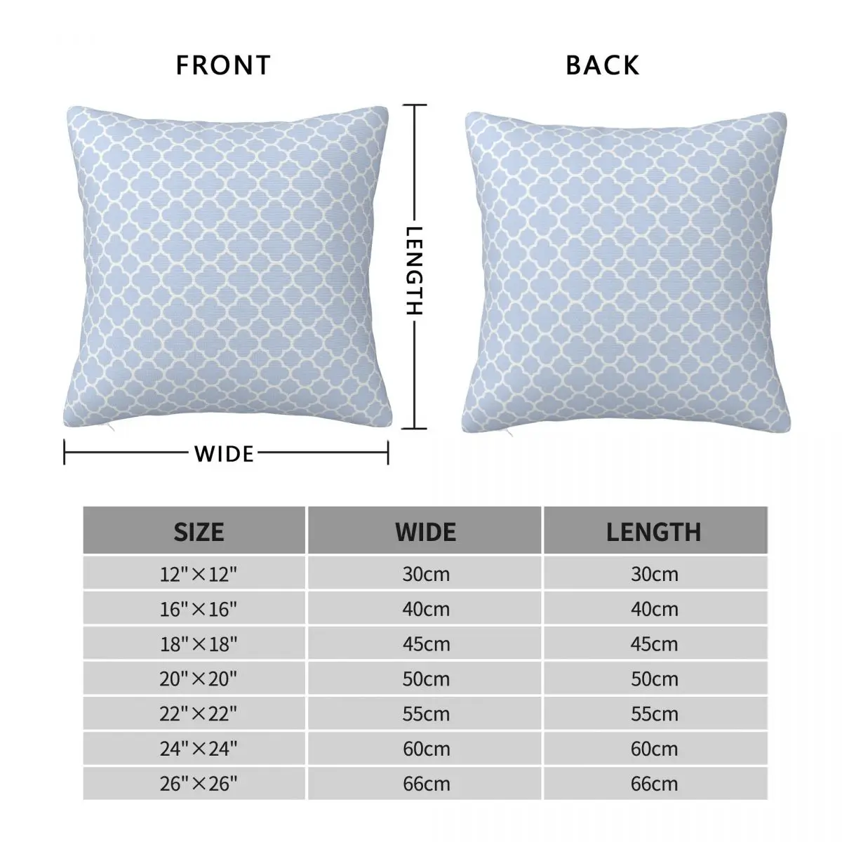 Pale Blue White Quatrefoil Square Pillowcase Polyester Linen Velvet Creative Zip Decor Pillow Case Sofa Seater Cushion Case 18