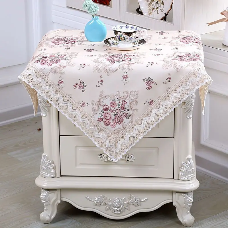 Bedside Table Cover Cloth Side Cabinet Tablecloth Small Round Table Coffee Table Tablecloth Refrigerator Cover TV Cabinet Cover