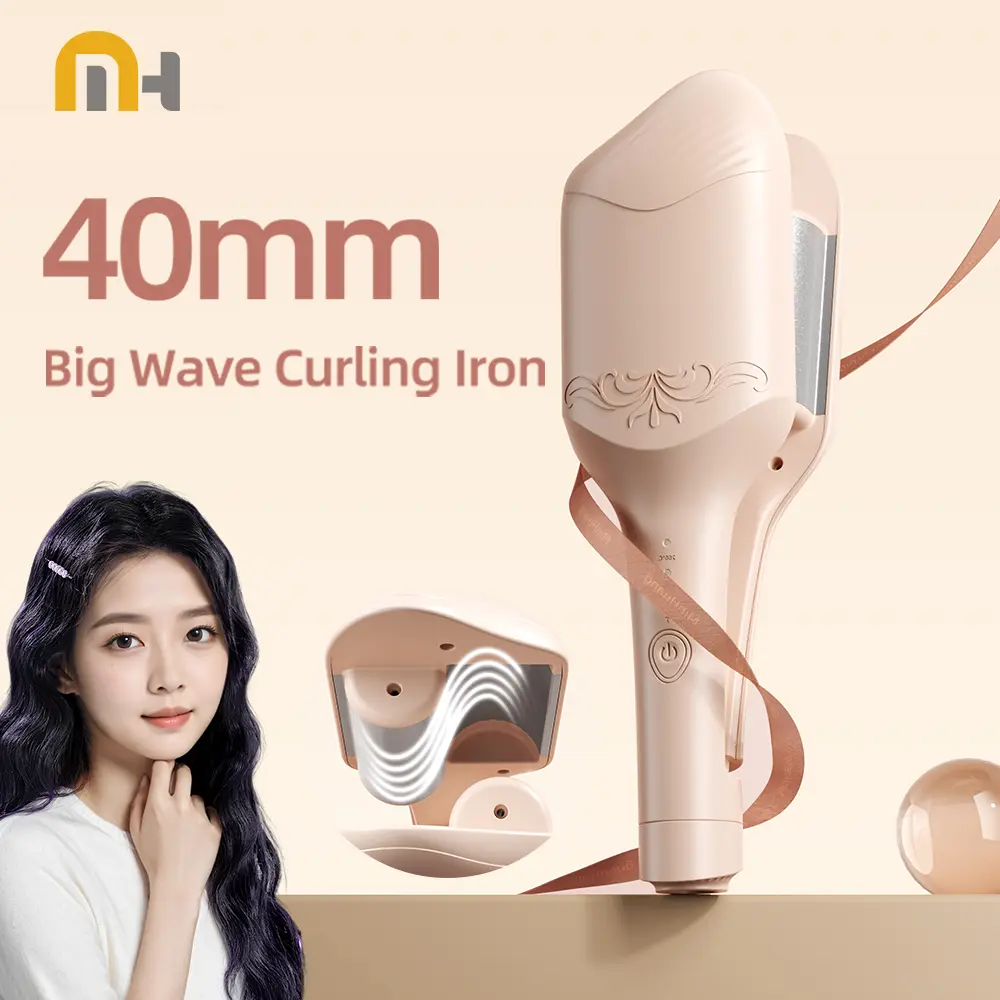 전기 헤어 컬러 40mm 대형 웨이브 스타일링 세라믹 헤어 오래 지속되는 컬링 아이언 스타일링 도구 컬링 완드 헤어 웨이버