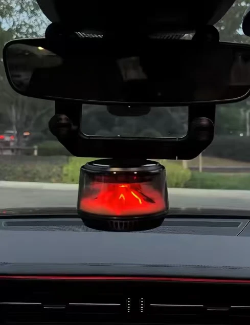 360Degree Rearview Mirror Volcano Iceberg Car Aroma Diffuser Solar Negative Ion Air Purifier Auto Fragrance Ornament Forest Flor