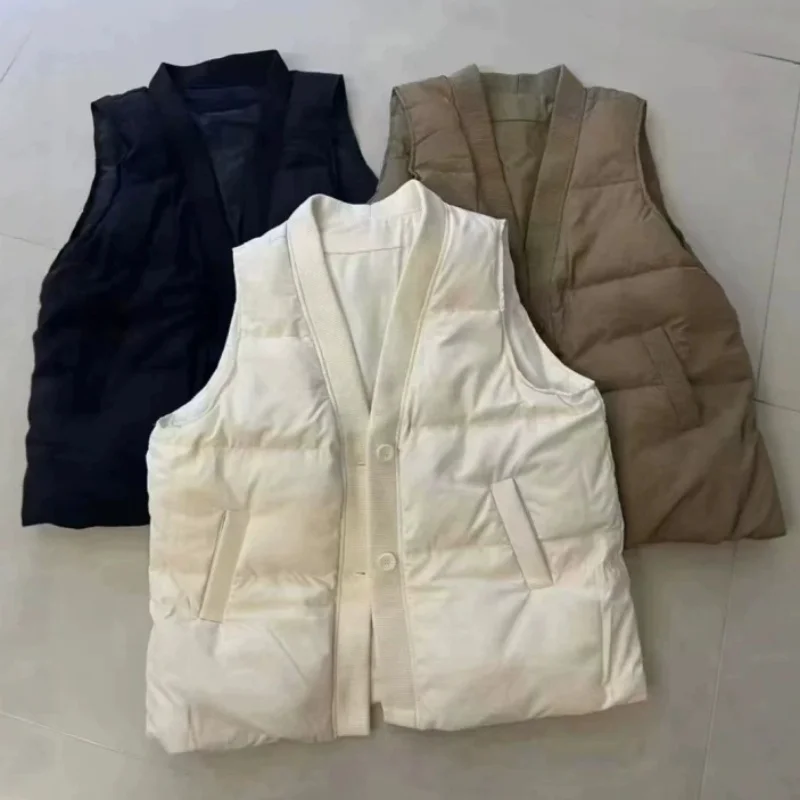 Autumn Winter Warm Thick White Duck Down Vest Women V Neck Warm Down Waistcoat Jacket Female Sleeveless Bigsize Tank Coat Parkas