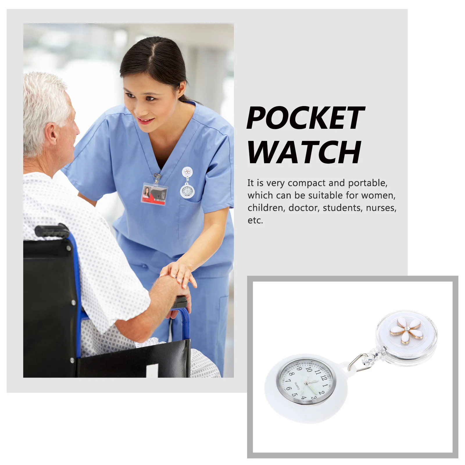 

Decorative Nurse Watch Hanging Fob Watch Practical Portable Design Suitable for Nurses Students Office Bank Birthday Gift