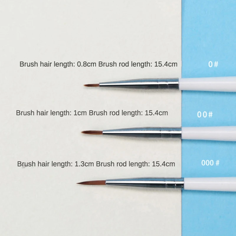 6 قطع/مجموعة قلم رسم فني رفيع مرسومة يدويًا # 0 # 00 # 000 فرشاة طلاء لوازم فنية فرشاة شعر نايلون قلم رسم #2