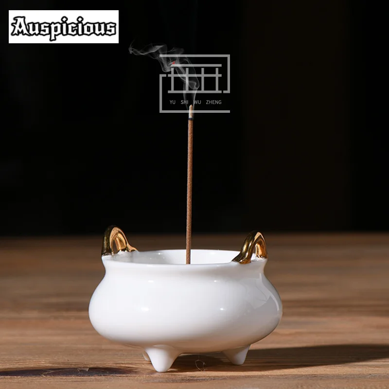 Белые Керамические ароматические свечи Xuande Dehua, печь, позолоченный держатель для благовоний, домашние ароматические свечи, подарок для чайного сервиса
