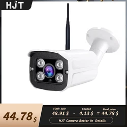 HJT – caméra de surveillance extérieure IP WIFI hd 5MP/4K, dispositif de sécurité sans fil, avec Vision nocturne, détection humaine et entrée Audio, codec H.265, port carte TF et protocole onvif 2.4