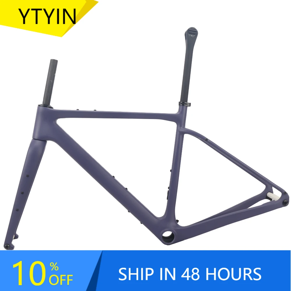 

YTYIN Carbon Gravel Bike Frame 700*45C Bb386 Disc Brake 140mm Bicycle Frames Full Hidden Cable Routing Gravel Frameset