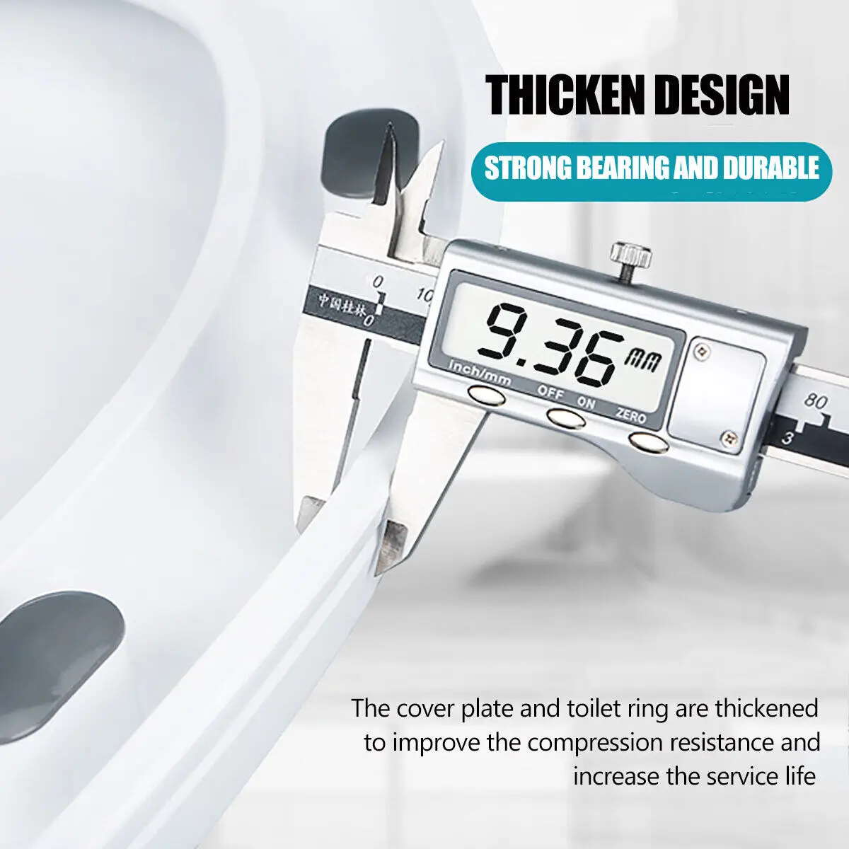 Toilet Lid Cover for WC, Easy to Clean, Square Shape, Soft Close, Heavy Duty