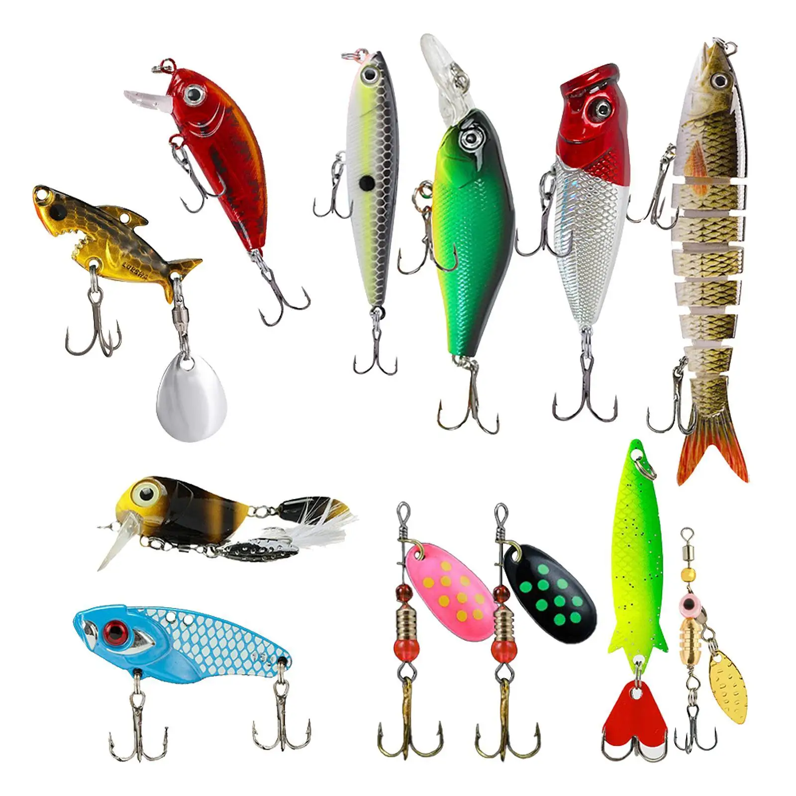 12 Pieces Fishing Lures Swimbaits Bionic Lures Lifelike Saltwater with Hook