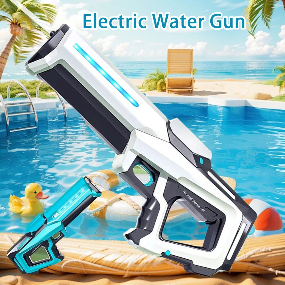 Elektryczny Pistolet na Wodę Mocny Automatyczny Pistolet z Ssaniem Wody z Podświetleniem LED i Goglami Dziecięce Zabawki na Plażę na Zewnątrz