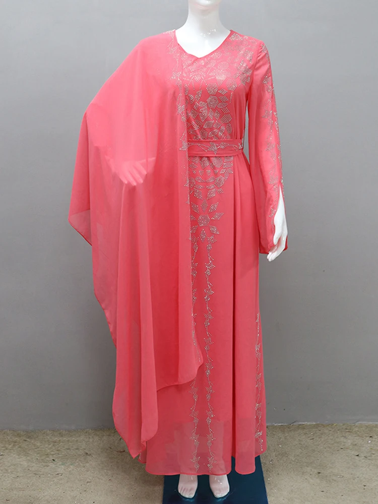 Robe de Soirée Hijab à Manches sulfpour Femme Musulmane, Abaya en Mousseline de Soie, Maxi, Éducatif, Caftan Marocain Turquie Arabe, 2023