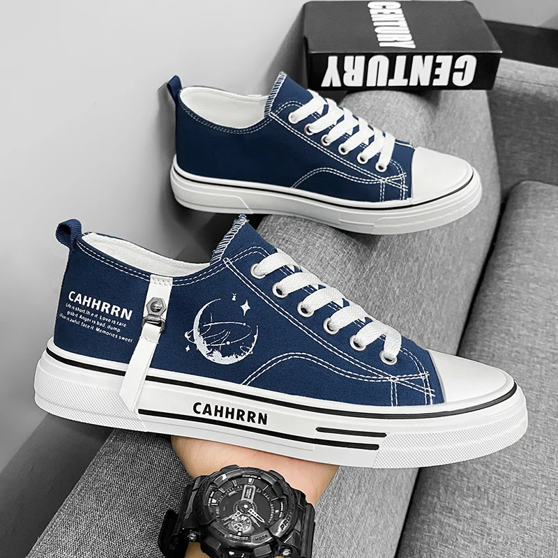 2025 Zapatillas de lona con hebilla a la moda para hombre, ligeras y antideslizantes, para monopatín, ropa de trabajo informal cómoda para hombre