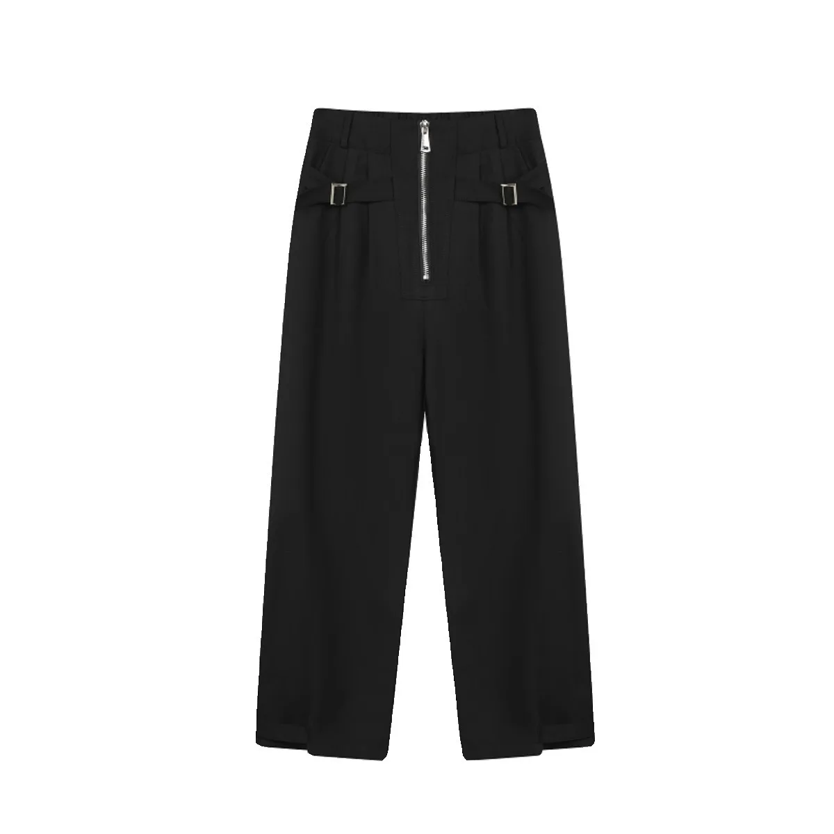 KWTX Women’s 2025 Winter High Waisted Wide Leg Pants Solid Color Casual Trousers Zipper Fly Adjustable Hem Chic Autumn Fashion