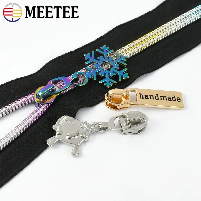 5/10Pcs Meetee 5# Nylon Zipper Pulls for Sewing Zippers Slider Jacket Zips Puller Closures Bags Head Zip Repair Accessories