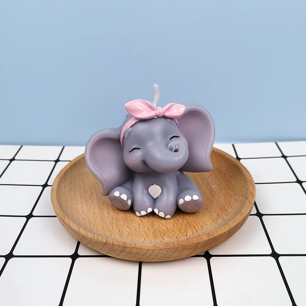 Cute Elephant Shape Mold Concrete Cement Candle Silicone Mould Aromatherapy Plaster Mold Fondant Cake Candle Mold Tools