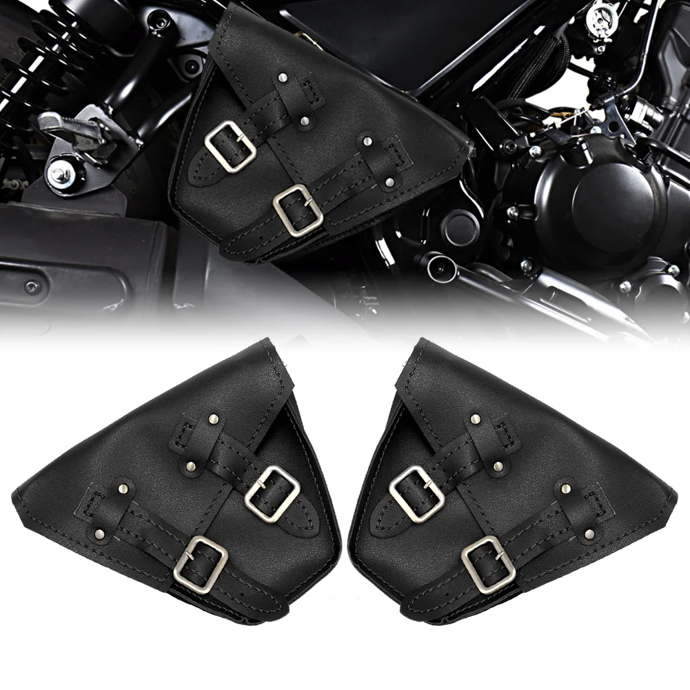 Black Brown Leather Motorcycle Universal Saddlebags Side Tool Bag Luggage Saddle Bag Pouch For Honda/Suzuki/Kawasaki/Yamaha