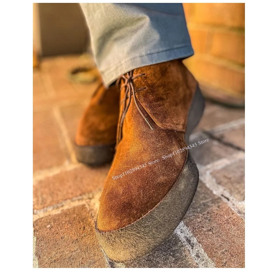 

Brown Fleece Lace Up Men Shoes Men's Dress Shoes Shallow Pumps High Quality Party Shoes Fashion Big Size 47 Zapatillas Mujer
