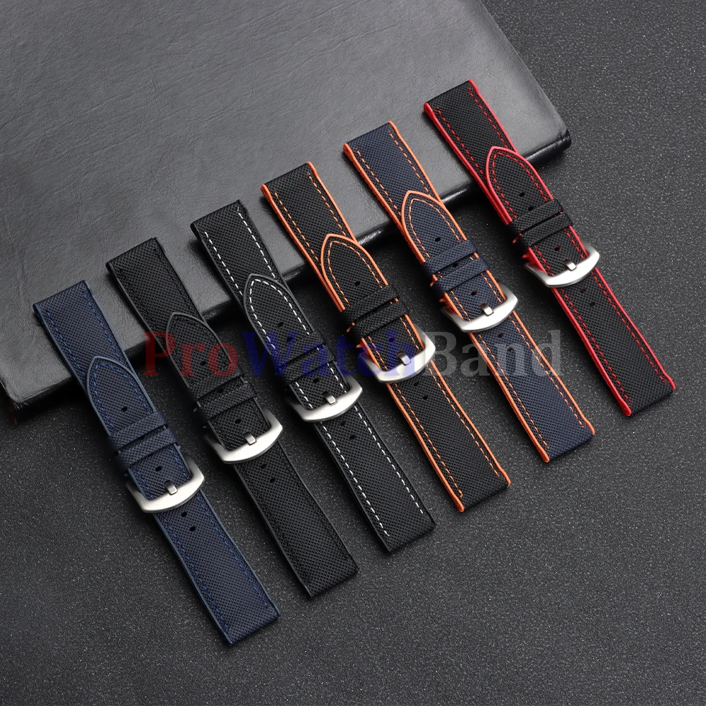 New Nylon Sailcloth Rubber Hybrid Watch Strap 18mm 20mm 21mm 22mm Men Women Silicone Waterproof Watch Band Orange Blue Bracelets image 2