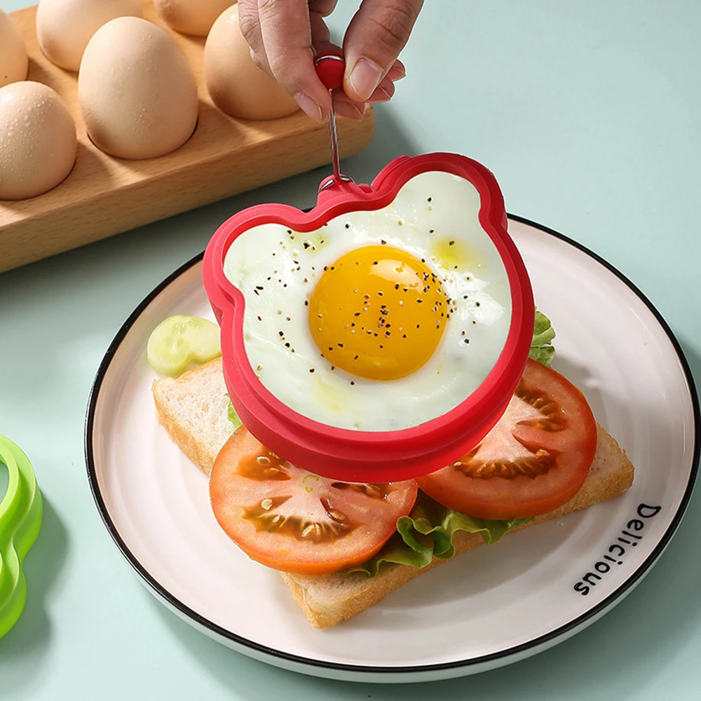 New Bear Shape Egg Tools Fried Omelette Poached Pancake Maker Heat Resisting Silicone Cooking Ring Mold Home Kitchen Gadgets