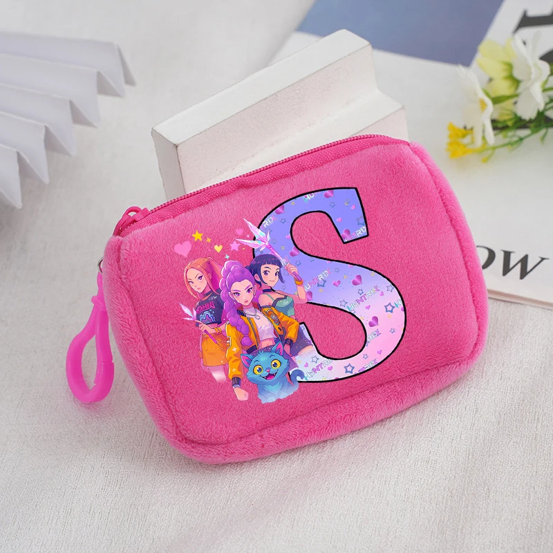 Portmonetka KPop Demon Hunters Kawaii dla Chłopców Dziewcząt z Nadrukiem Liter z Kreskówek Mini Saszetka Uczniowska na Karty Klucze i Pieniądze Prezent