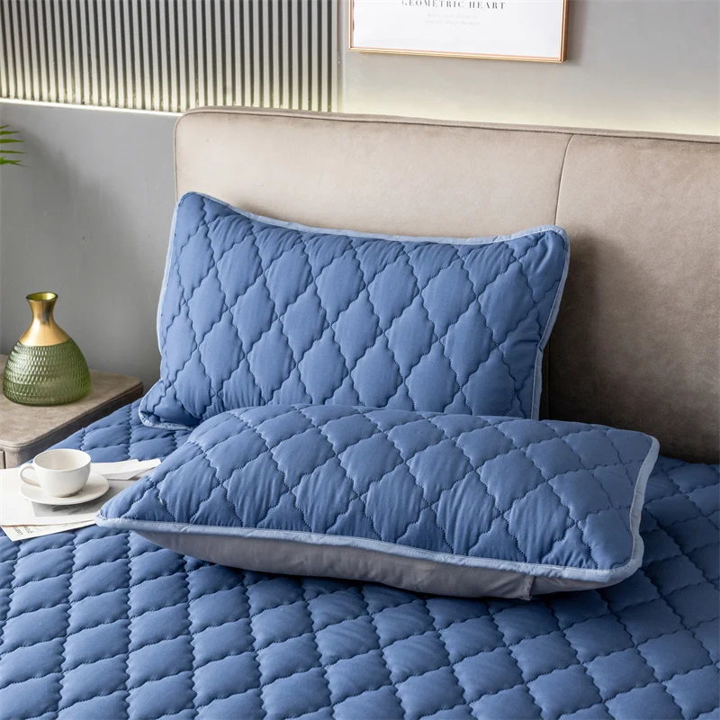 Brushed Cotton Padded Waterproof Pillowcase - Single Piece / 2-Piece Set  Soft Breathable Pillow Cover for Bedroom Bed