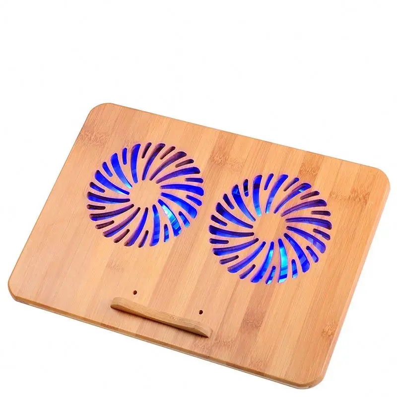 

Бамбуковая подставка для ноутбука с регулируемым столом для ноутбука, оснащенным 2-х тихими охлаждающими вентиляторами и настольным компьютером для ноутбука с синим светом