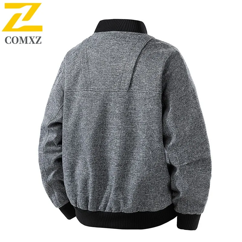COMXZ Men Jacket Baseball Collar American Style Lightweight Motorcycle coats Zipper Decoration Handsome Windproof Autumn Coat