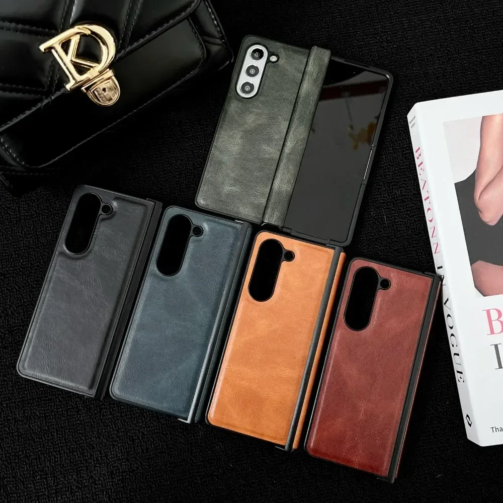 For Samsung Galaxy Z Fold 5 4 3 Case Luxury Skin Friendly Leather Folding With Hinge All-inclusive Protect Shockproof Hard Cover