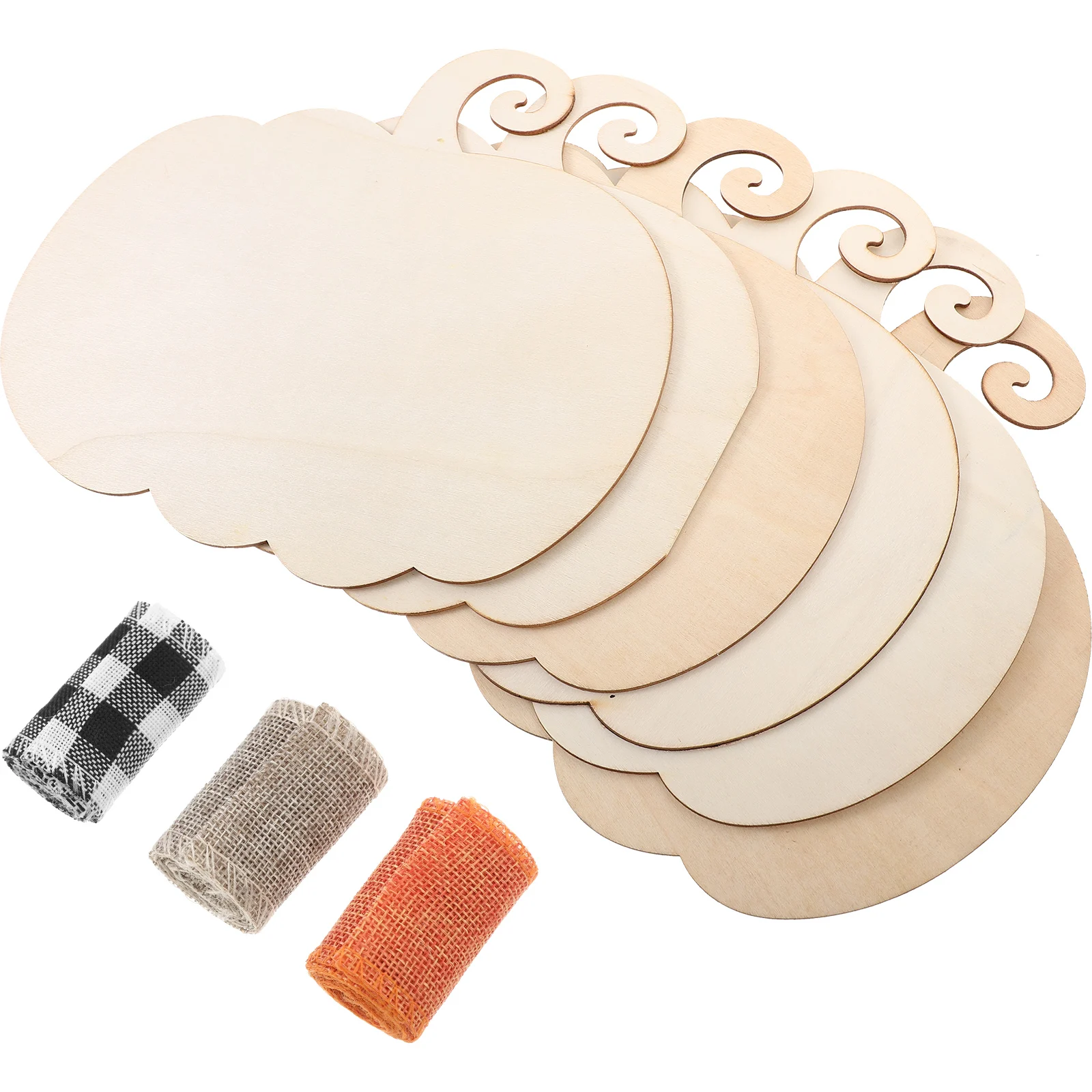 

6 White Unfinished Pumpkin Cutouts Wood Craft Slices Blank naments DIY Pieces Halloween Thanksgiving Decor Wooden Chips Party
