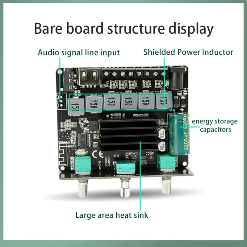 XY-E100H2.1 Channel Multi-Function Module Bluetooth Module Audio Module TPA3116 50Wx2+100W Subwoofer