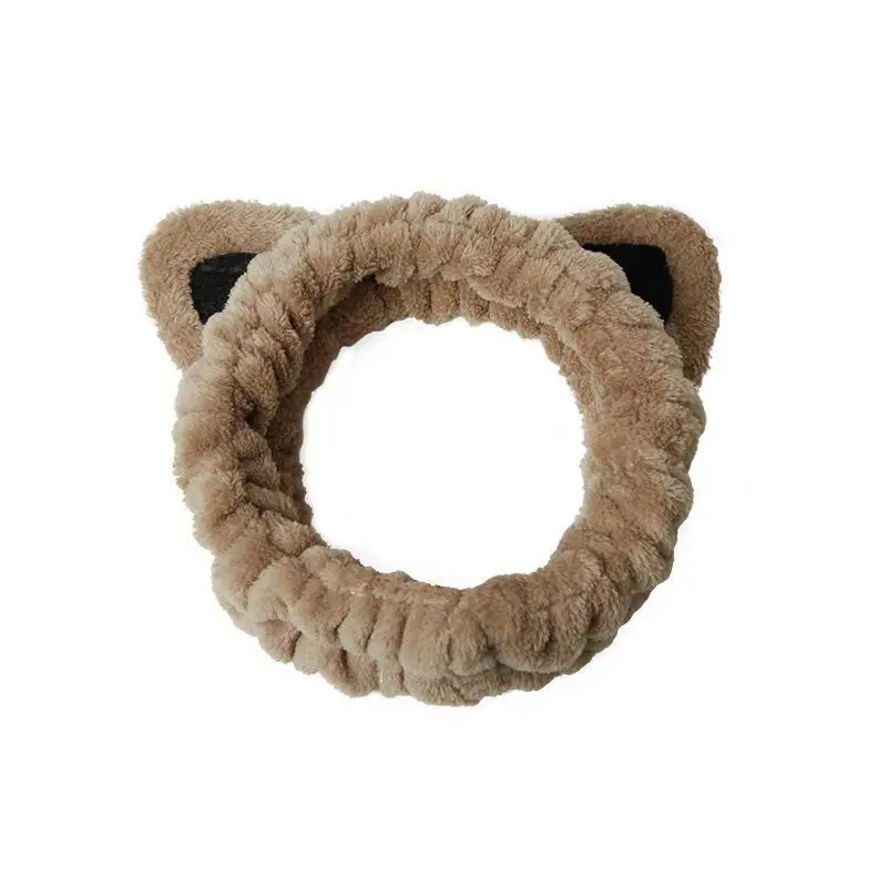 1pc Cartoon Plush Cat Ear Headband, Women's Pressed Hair, Face Wash Headband, Simple Headscarf Headband