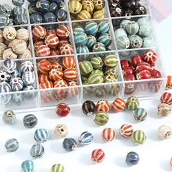 20PCS Vintage Ceramic Watermelon Glazed Pumpkin Beads For Jewelry Making Interval Beads Necklace Bracelet Craft DIY Supplies