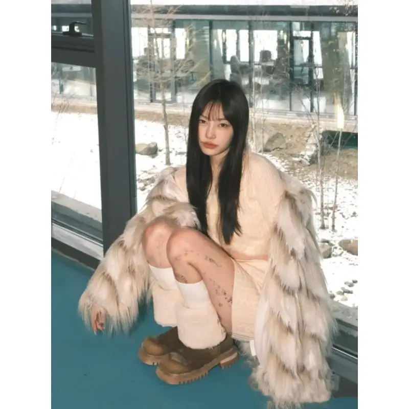 Spicy Girl Fashionable Tassel Environmentally Friendly Fur Fox Fur Coat for Women 2024 New White Winter New Top Female Clothing