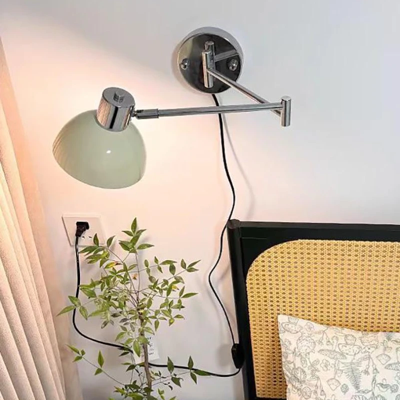 Nordic Adjustable Folding Wall Lamps Rotating Rocker Arm Light Fixtures Modern Minimalist Bedroom Study Bedhead LED Wall Lights